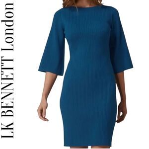 Lk Bennett London Capsule Wardrobe Blue Rib knit Tonya Dress S
